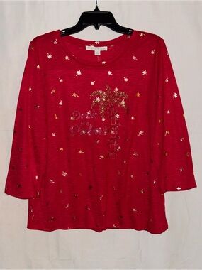 NWT Magical Season ‘Deck the Palms’ Graphic Long Sleeve Tee Size Large